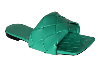 NWT 1350 долларов США Bottega Veneta Green Loden Сандалии на плоской подошве Туфли 8 США (38 евро) 608853 