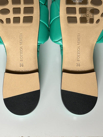 NWT $ 1350 Bottega Veneta Green Loden Flat Sandalen Schuhe 8 US (38 Euro) 608853 