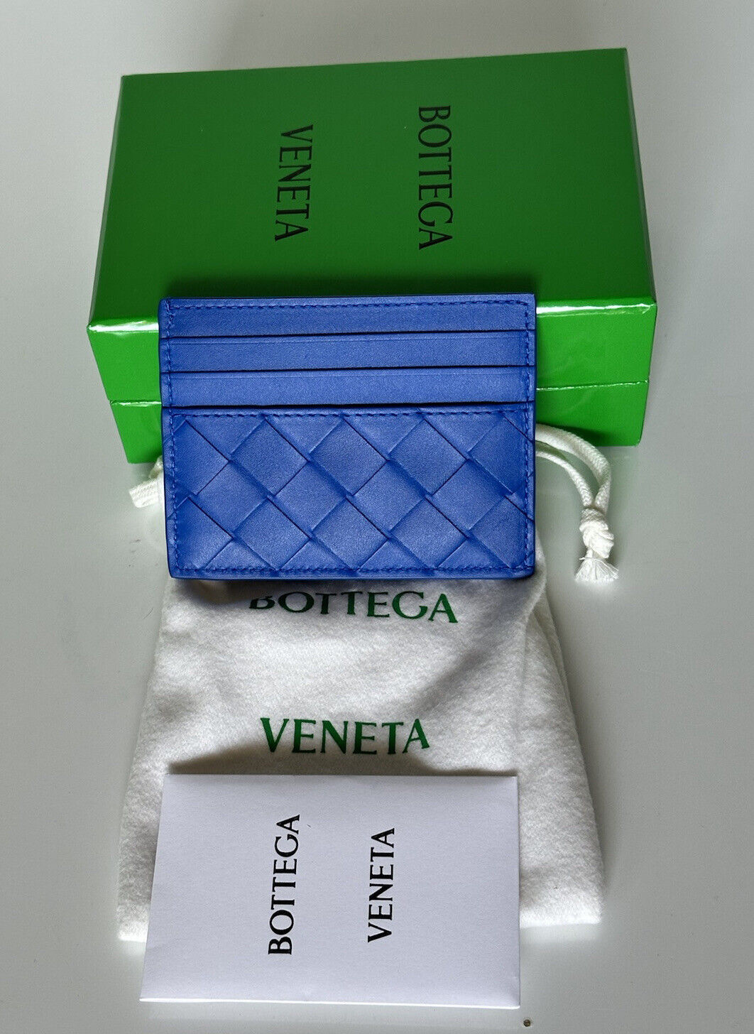NWT $420 Bottega Veneta Мужской кожаный футляр для визиток intrecciato Синий 635057 Италия 