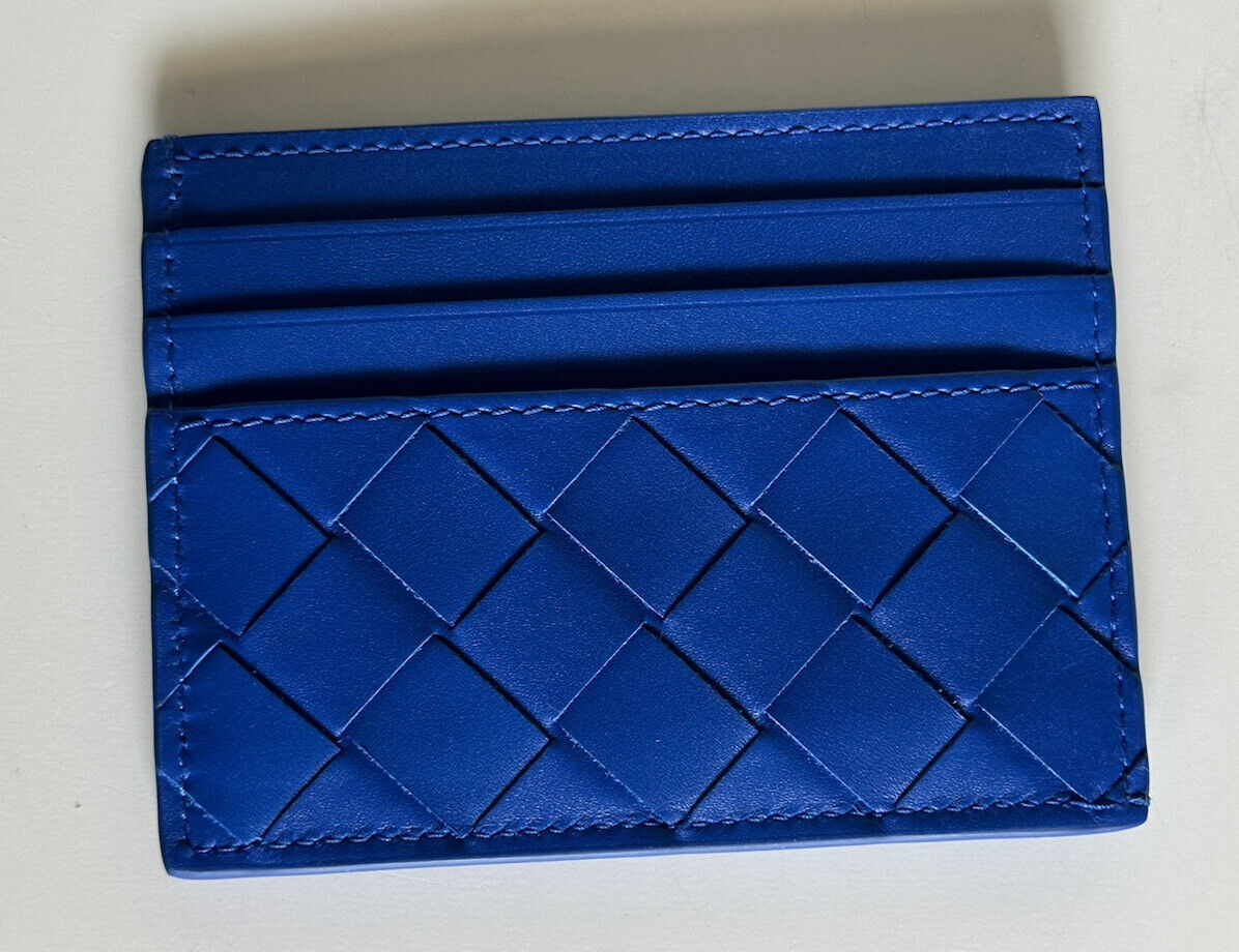 NWT $420 Bottega Veneta Men's intrecciato Leather Card Case Blue 635057 Italy