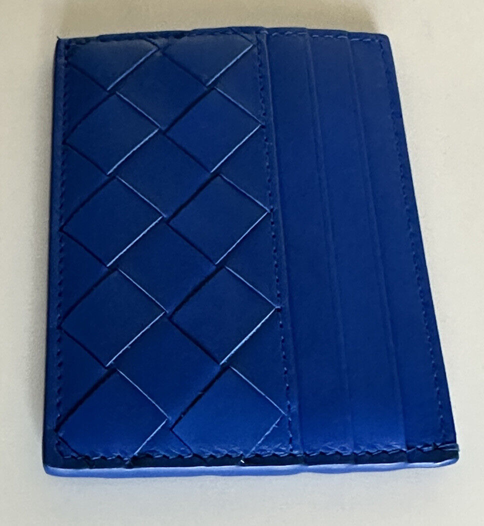 NWT $420 Bottega Veneta Men's intrecciato Leather Card Case Blue 635057 Italy