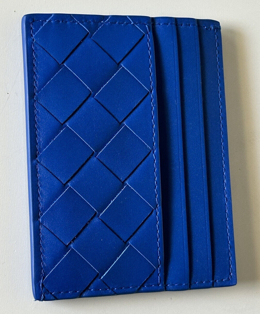 NWT $420 Bottega Veneta Men's intrecciato Leather Card Case Blue 635057 Italy