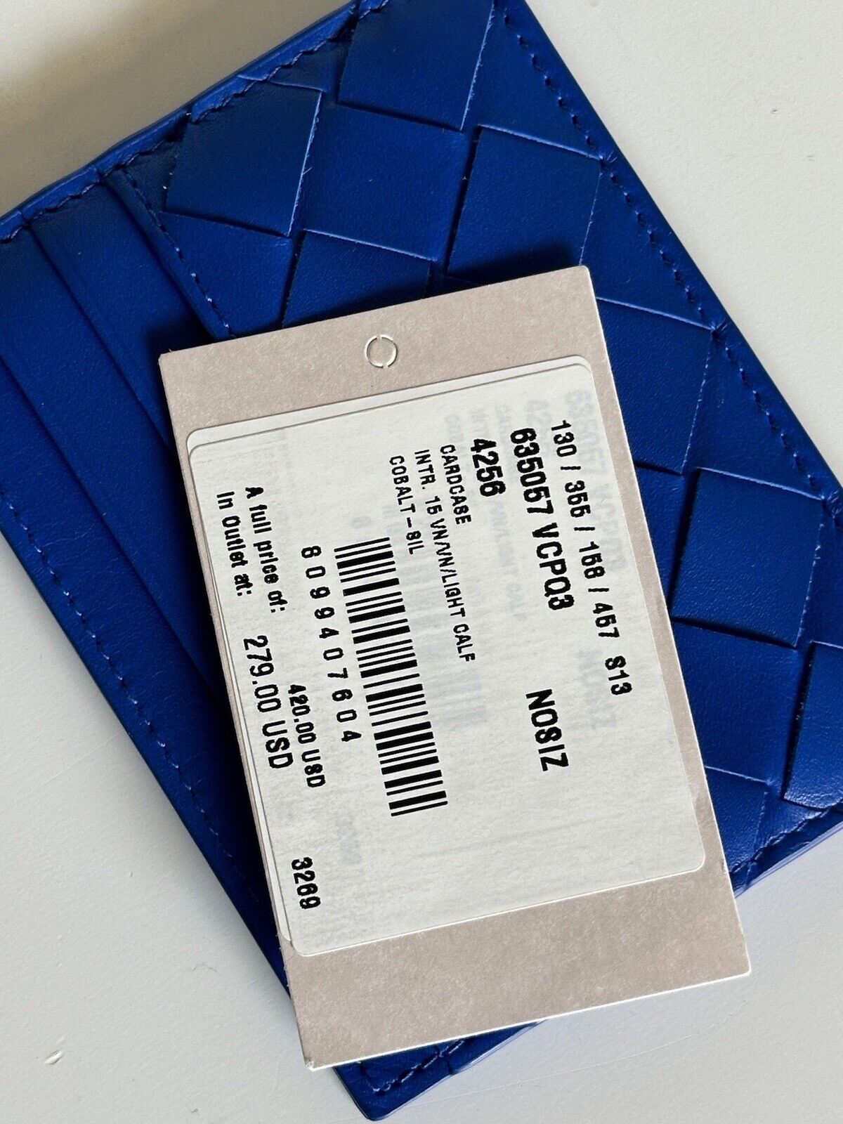 NWT $420 Bottega Veneta Men's intrecciato Leather Card Case Blue 635057 Italy