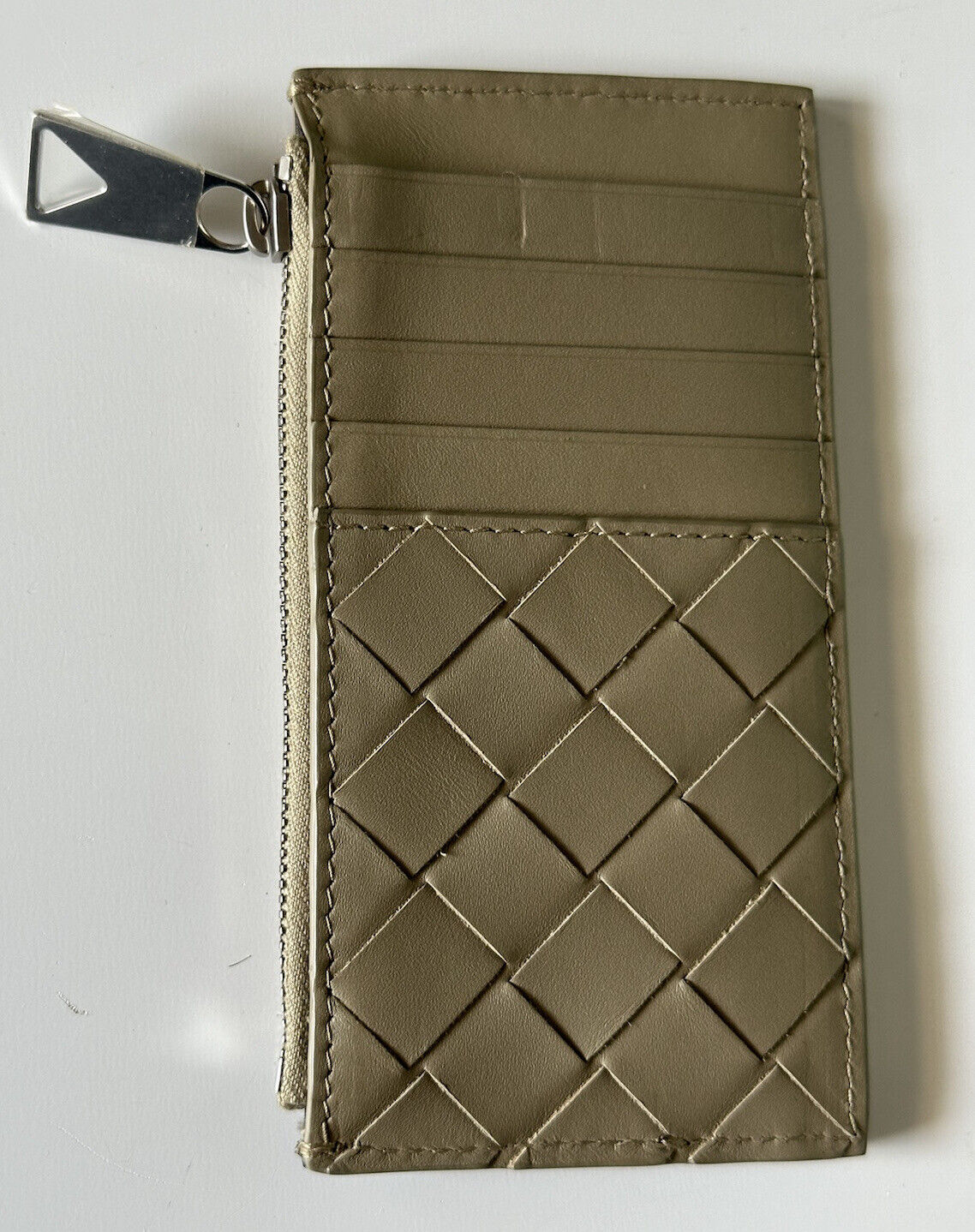 NWT $450 Bottega Veneta Leather Slim Zipped Long Wallet Intrecciato Weave  Italy