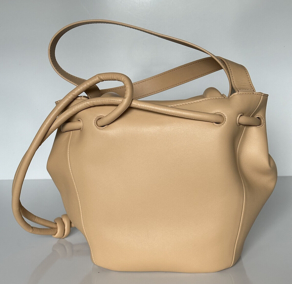 NWT $3150 Bottega Veneta Napa Medium Leathers Almond Carbas Shoulder Bag 666531