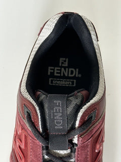 NIB 1100 долларов США Бордовые кроссовки Fendi FF Logo из ткани/кожи 12 US (45 EU) 7E1555