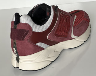NIB 1100 долларов США Бордовые кроссовки Fendi FF Logo из ткани/кожи 12 US (45 EU) 7E1555