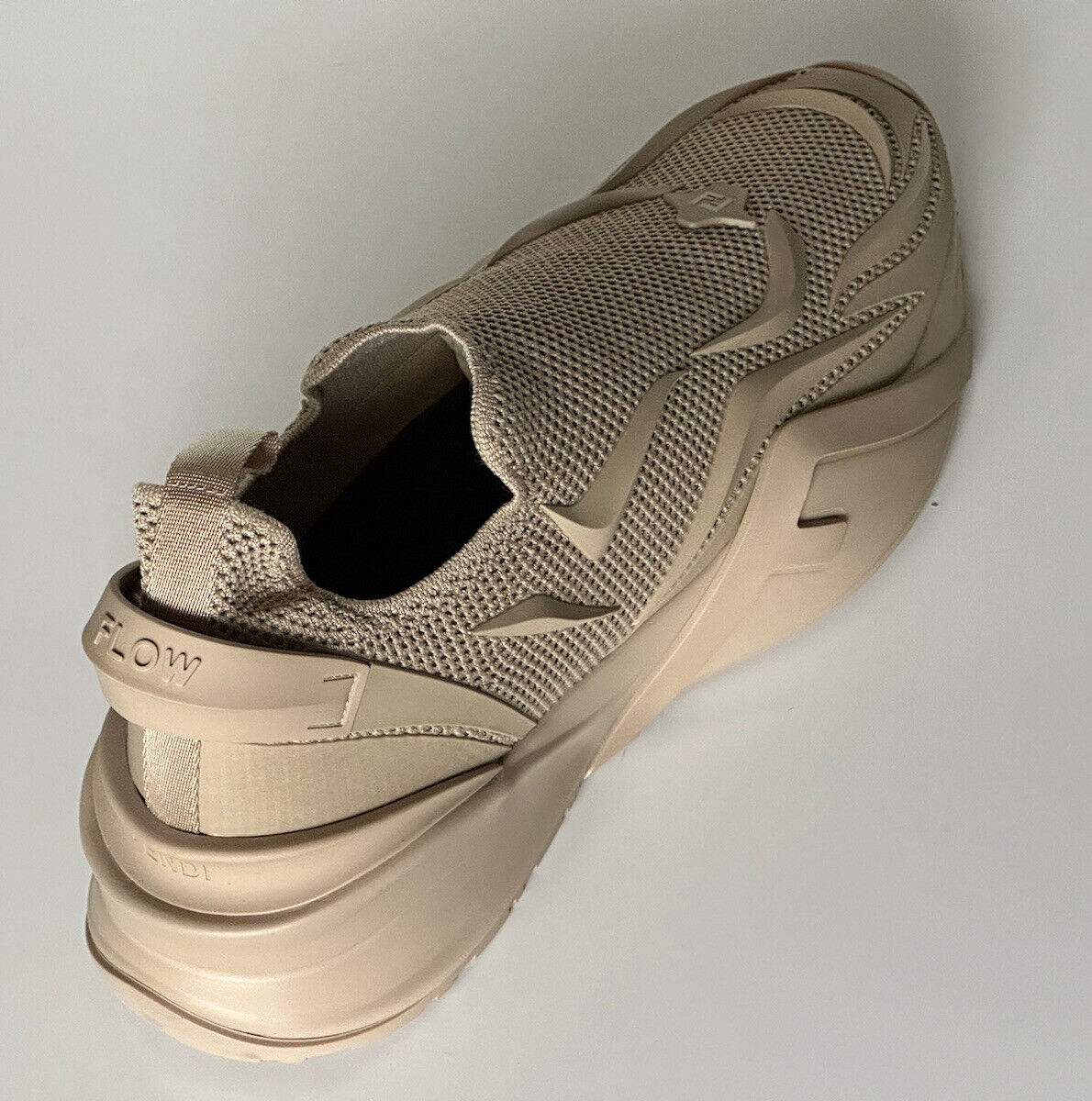 NIB 1050 Fendi Flow Men's Fabric Beige Sneakers 13 US (46 Euro) 7E1504 Italy