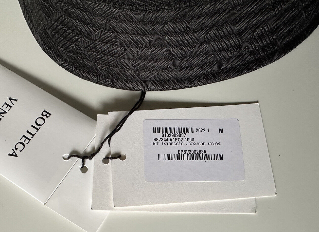 NWT $600 Bottega Veneta Intrecciato Nylon Bucket Hat Black M (57 cm) 687344