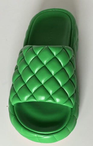 NIB $1450 Bottega Veneta Green Quilted Leather Padded Sandals 9 US 708885 3708