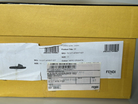 NIB $460 Fendi Men's FF Rubber Slide Sandals Black/Red 12 US/11 UK 7X1377 Italy