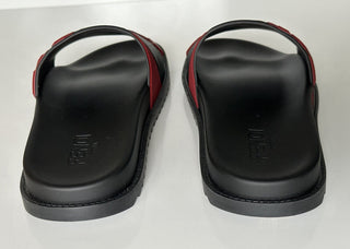 NIB 460 долларов США Мужские резиновые шлепанцы Fendi FF, черные/красные 12 США/11 Великобритания 7X1377 Италия
