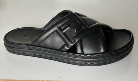 NIB $895 Fendi Men's FF Calf Leather Slide Sandals Black 10 US/9UK 7X1501 Italy
