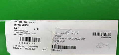 NWT $1350 Bottega Veneta Green Loden Flat Sandals Shoes 7 US (37 Euro) 608853