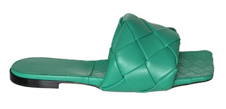 NWT 1350 долларов США Bottega Veneta Green Loden Сандалии на плоской подошве Обувь 7 США (37 евро) 608853