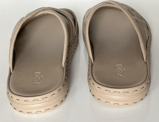 NIB Мужские шлепанцы Fendi FF из телячьей кожи 895 долларов США, бежевые 9 US/8UK 7X1501 IT