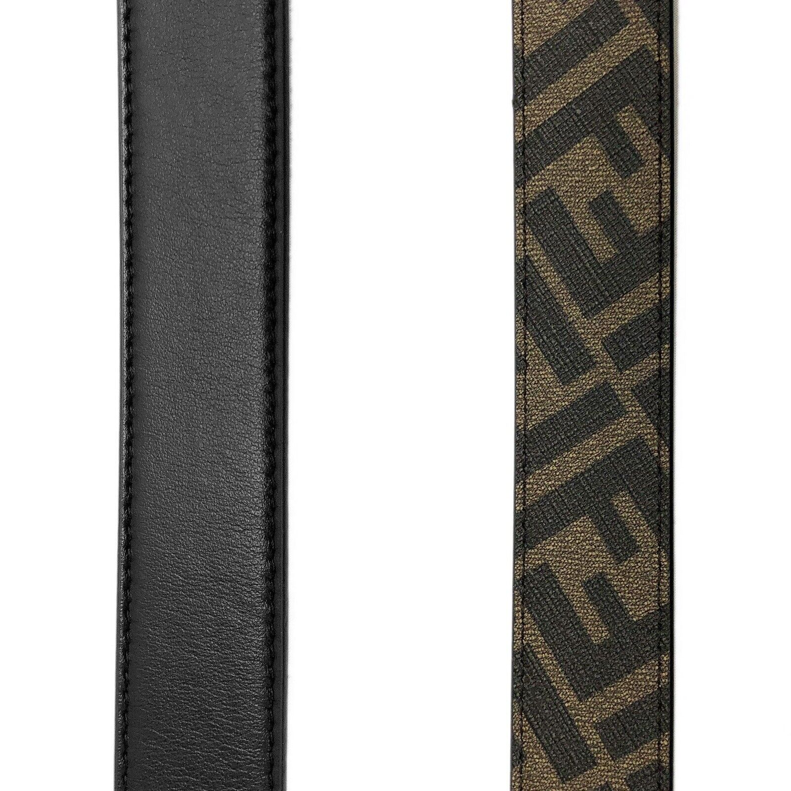 NWT $630 Ремень Fendi FF O'lock кожаный двусторонний черный/коричневый 100/40 Италия 7C0475