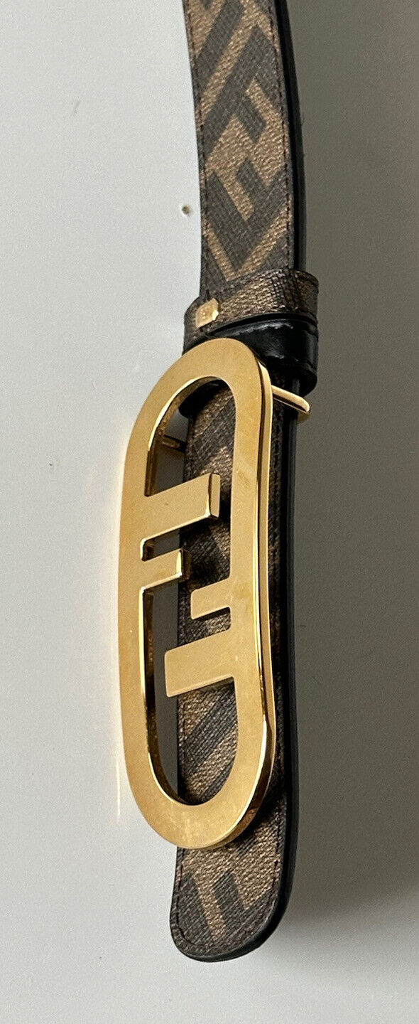 NWT $630 Ремень Fendi FF O’lock кожаный двусторонний черный/коричневый 95/38 Италия 7C0475 
