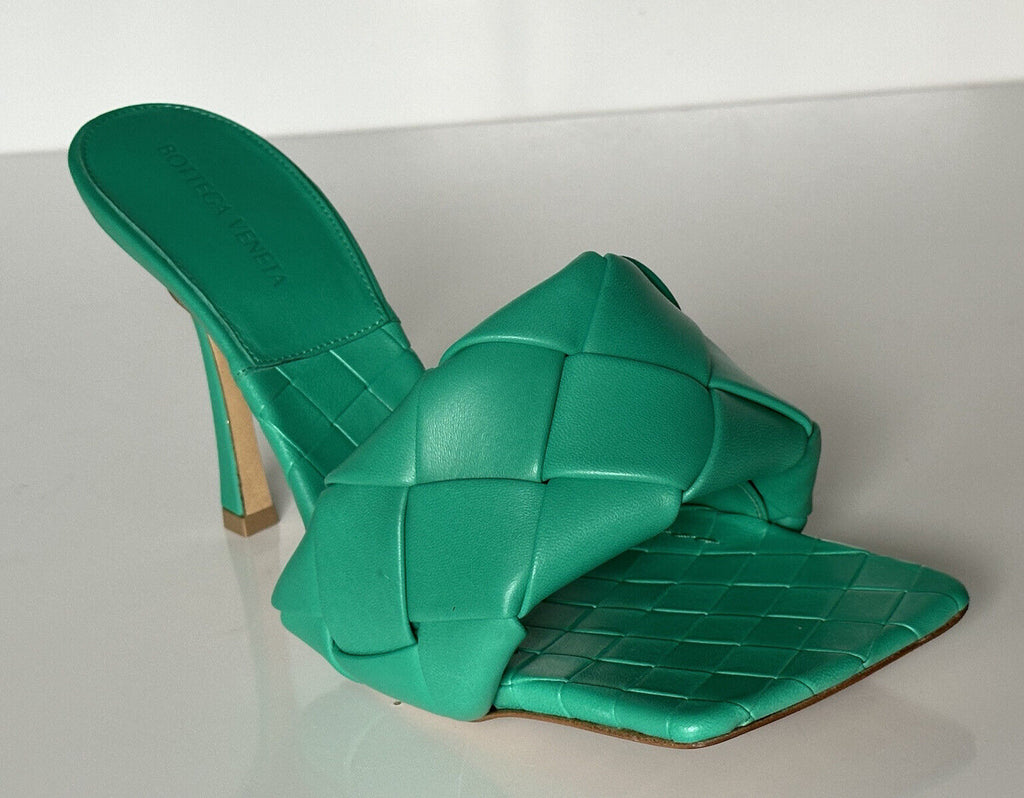 NWT $1500 Bottega Veneta Lido Intrecciato Leather Mules Green 8.5 US 608854