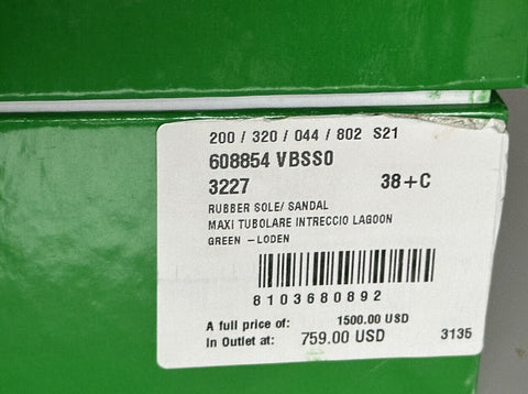 NWT $1500 Bottega Veneta Lido Intrecciato Leather Mules Green 8.5 US 608854