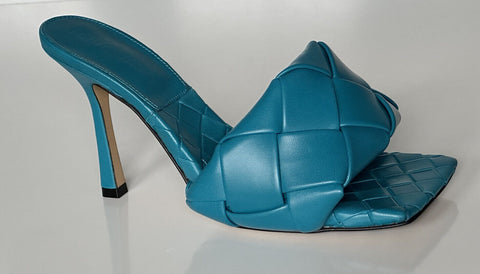 NWT $1500 Bottega Veneta Lido Intrecciato Leather Mules Vintage Blue 7.5 608854