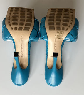 NWT $1500 Bottega Veneta Lido Intrecciato Кожаные сабо винтажные синие 7,5 608854