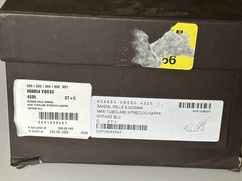 NWT $1500 Bottega Veneta Lido Intrecciato Leather Mules Vintage Blue 7.5 608854