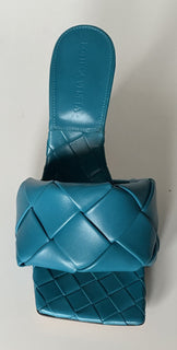 NWT $1500 Bottega Veneta Lido Intrecciato Кожаные сабо винтажные синие 7,5 608854