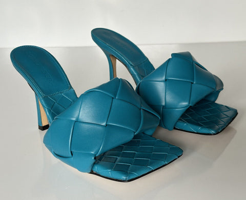 NWT $1500 Bottega Veneta Lido Intrecciato Leather Mules Vintage Blue 7.5 608854