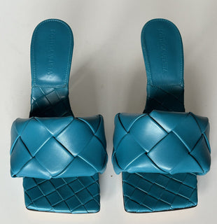 NWT $1500 Bottega Veneta Lido Intrecciato Кожаные сабо винтажные синие 7,5 608854