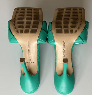 Neu mit Etikett: 1.500 $ Bottega Veneta Lido Intrecciato-Leder-Pantoletten Grün 10 US 608854