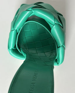 Neu mit Etikett: 1.500 $ Bottega Veneta Lido Intrecciato-Leder-Pantoletten Grün 10 US 608854