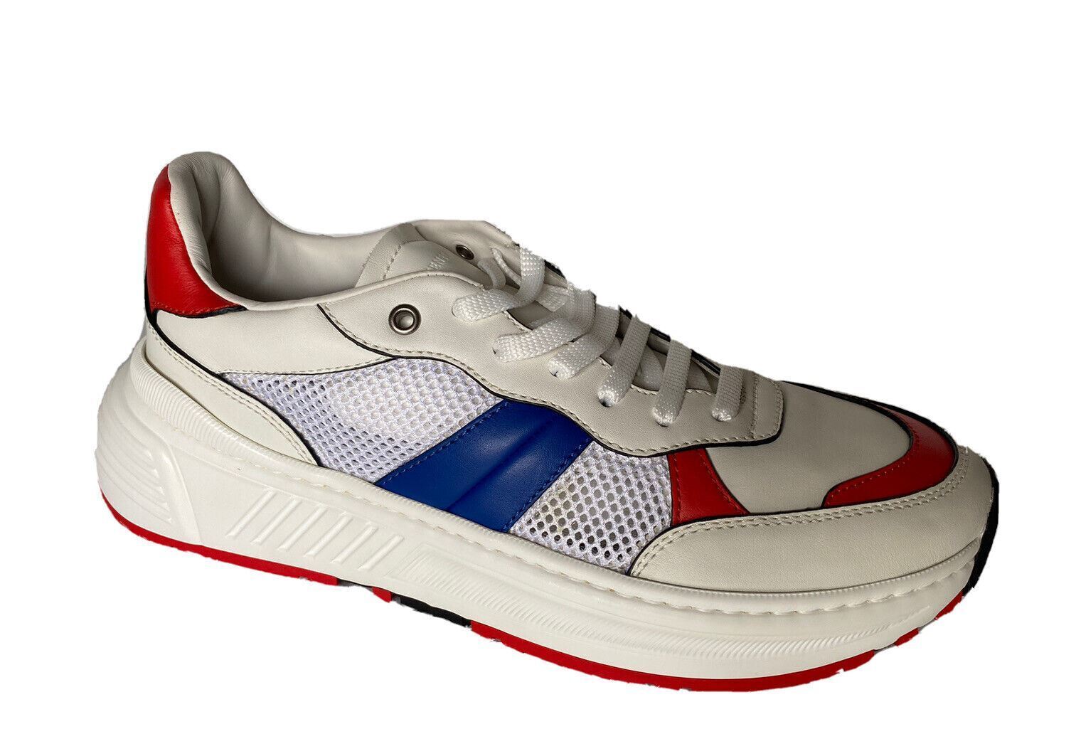 NIB Bottega Veneta Men's Leather & Mesh Sneakers White/Red/Blue 7 US 565646 9080