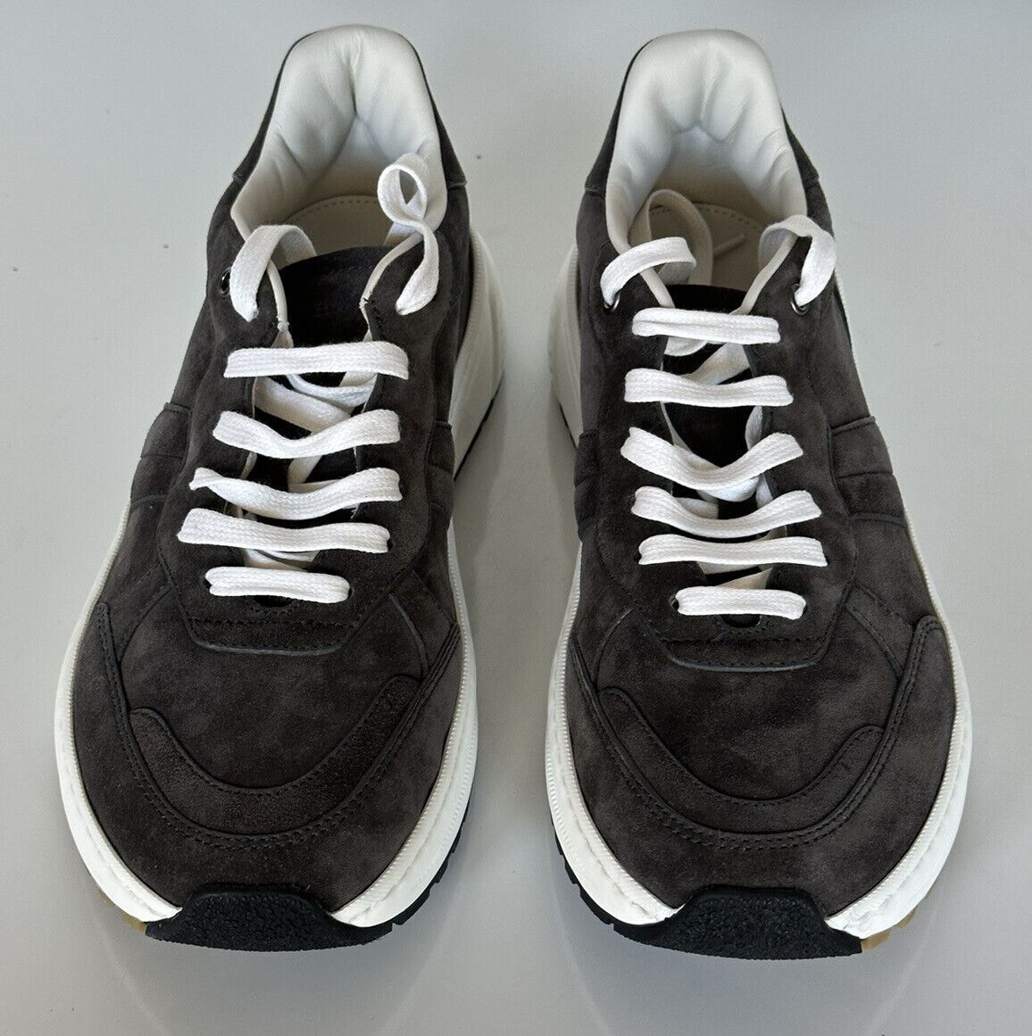 NIB $790 Bottega Veneta Men's Velour Suede Grey Sneakers 9 US 565646 1157 IT