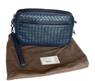 NWT $1890 Bottega Veneta Intrecciato Кожаная сумка через плечо или клатч Синяя 548040 