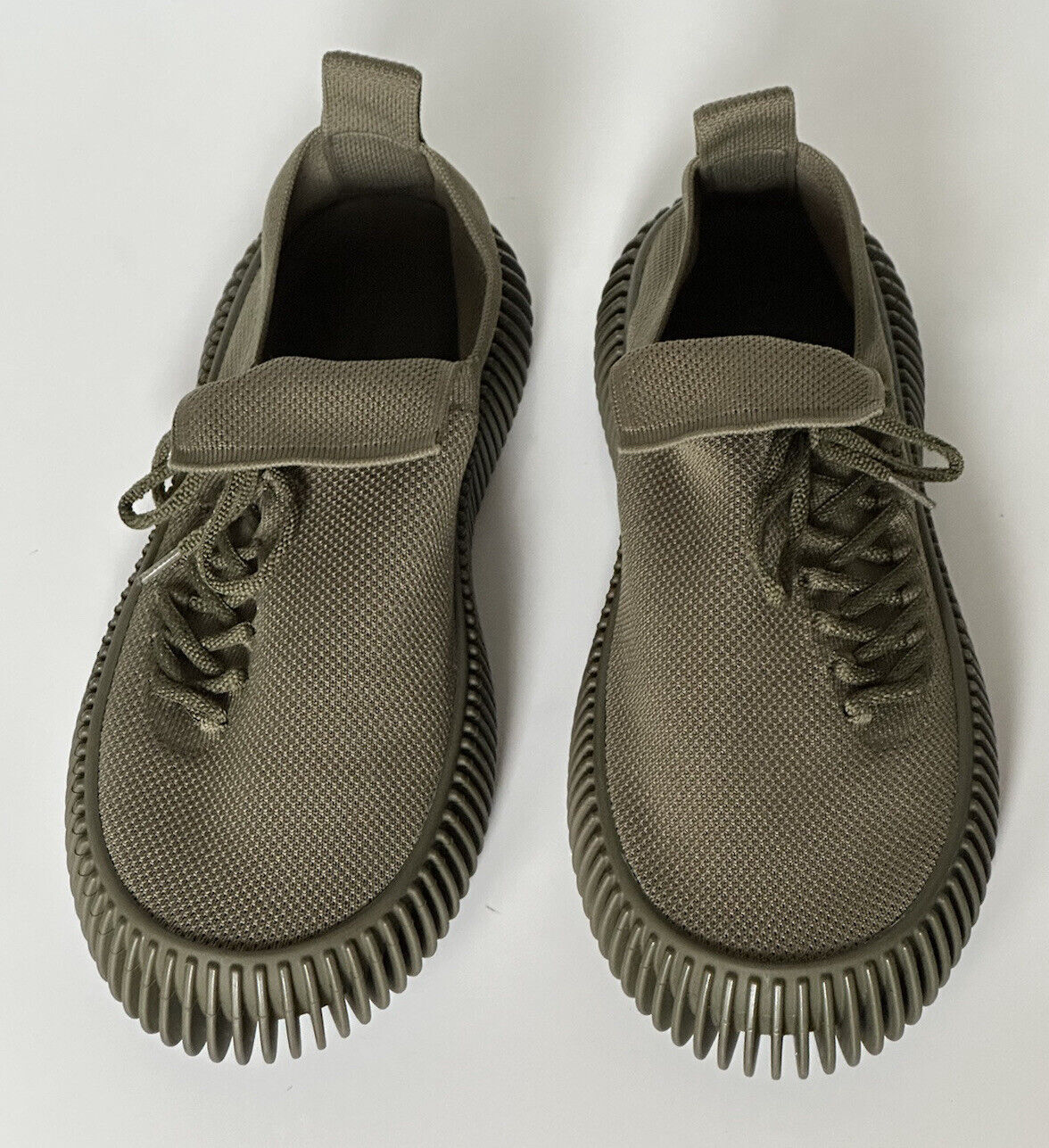 NIB 920 $ Bottega Veneta Tech Knit Stretch Khaki Sneakers für Herren 10 US (43) 690112 