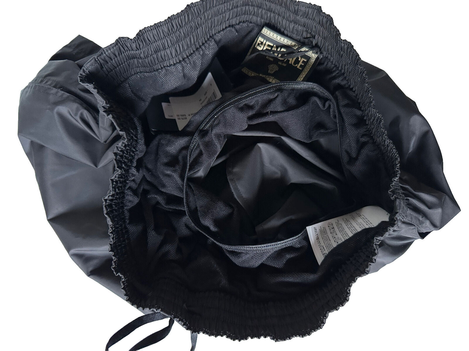 Neu mit Etikett: 575 $ Versace Fendace Schwarze Boxer-Badeshorts für Herren 50 (4 US) IT 1006614 