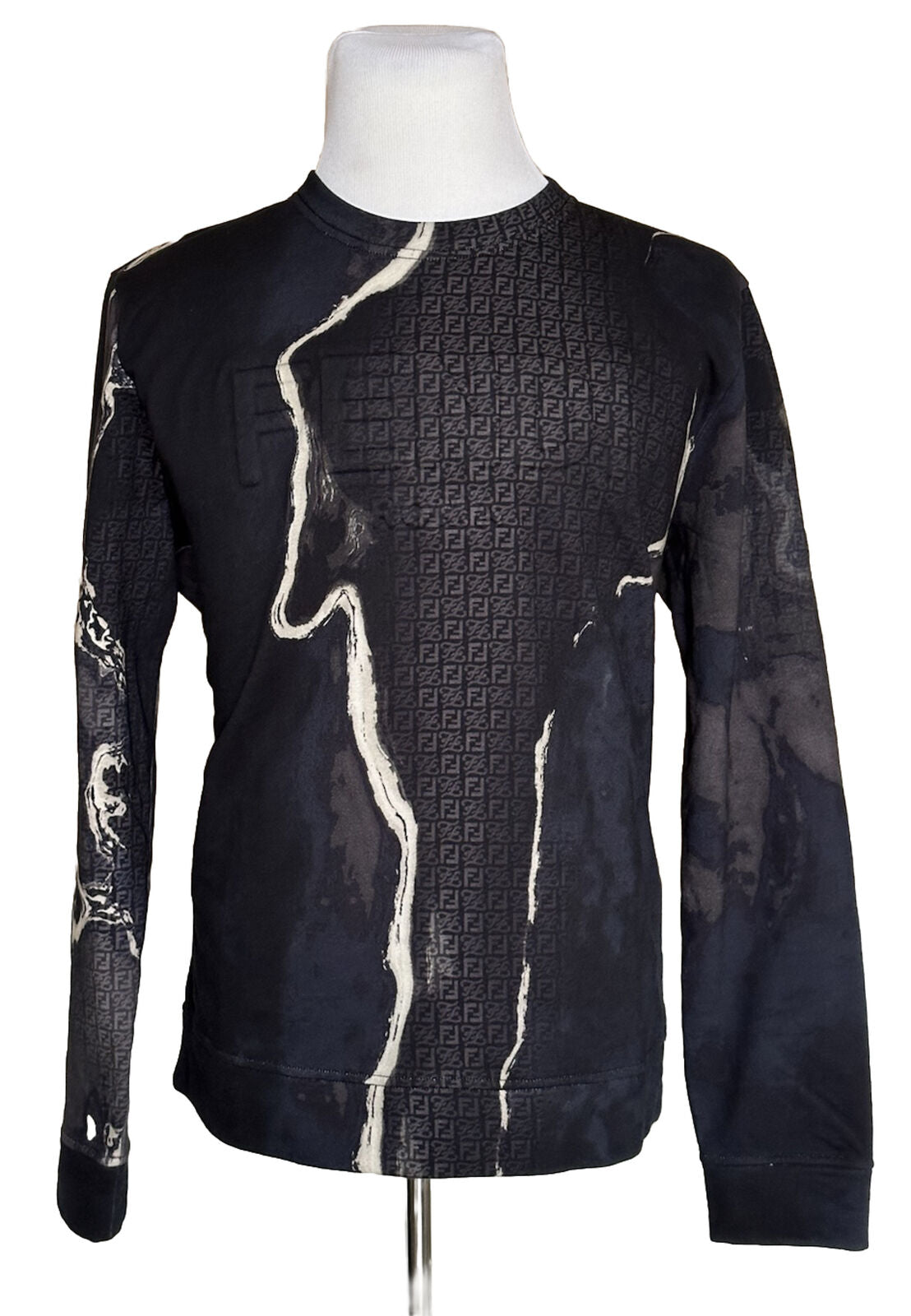 СЗТ 1350 долларов США Fendi Moonlight Вязаный хлопковый свитер L FY0178 Сделано в Италии 