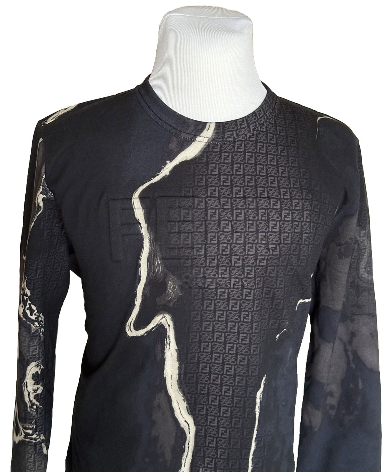 СЗТ 1350 долларов США Fendi Moonlight Вязаный хлопковый свитер L FY0178 Сделано в Италии 