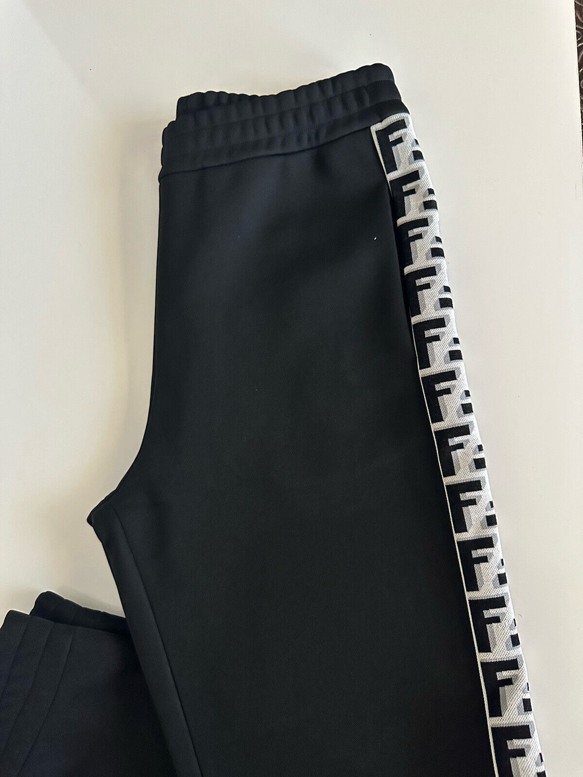 NWT $1490 Fendi FF Повседневные брюки из полиэстера/хлопка, черный размер, большой размер FAB645 Италия 