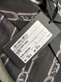 NWT $1390 Fendi Шелковая классическая рубашка с длинным рукавом с принтом Pewter 43 FS0585 IT