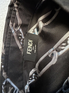 NWT $1390 Fendi Шелковая классическая рубашка с длинным рукавом с принтом Pewter 43 FS0585 IT