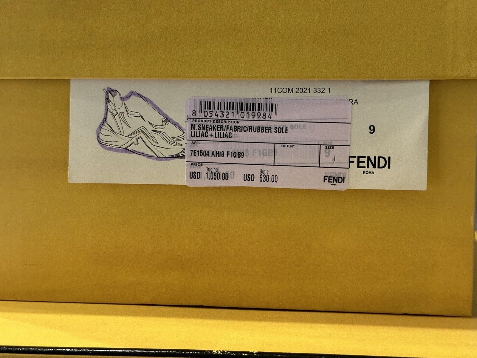 NIB 1050 Fendi Flow Herren-Stoffflieder-Sneaker 10 US (43 Euro) 7E1504 Italien