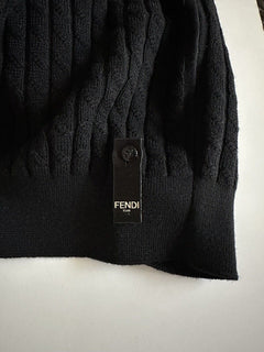 СЗТ 1250 долларов США Fendi Шерстяной вязаный пуловер Черный 54 евро FZX077 Сделано в Италии 