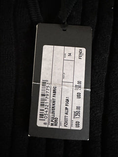 СЗТ 1250 долларов США Fendi Шерстяной вязаный пуловер Черный 54 евро FZX077 Сделано в Италии 