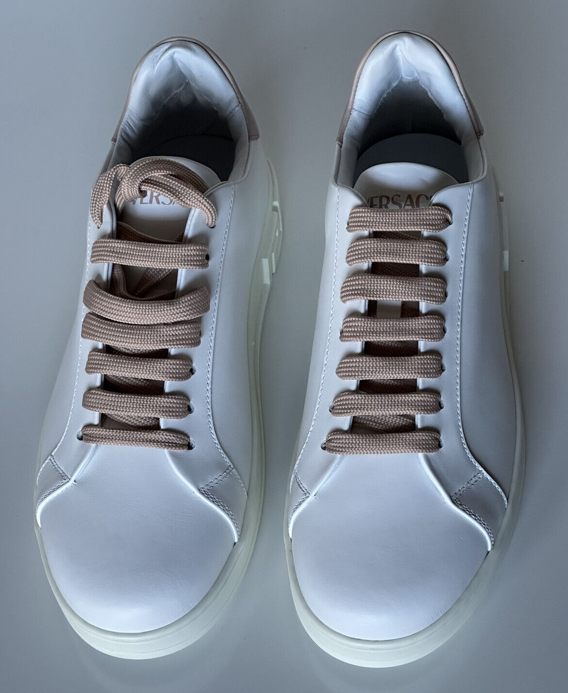 NIB $750 Versace Low Top Women's White Leather Sneakers 11 US (41 Eu) 1008962 IT