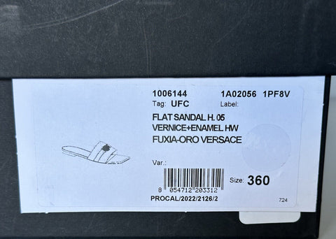 NIB 850 $ VERSACE Medusa Damen Fuxia Oro Sandalen 6 US (36 Euro) 1006144 Spanien 