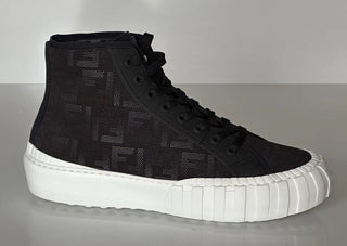 Черные высокие кроссовки Fendi FF из ткани/кожи с логотипом 795 долларов США 13 (46 евро) 7E1424 