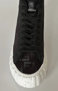 Черные высокие кроссовки Fendi FF из ткани/кожи с логотипом 795 долларов США 13 (46 евро) 7E1424 