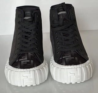 Черные высокие кроссовки Fendi FF из ткани/кожи с логотипом 795 долларов США 13 (46 евро) 7E1424 